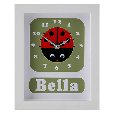 Stripey Cats Personalised Lisbeth Lady Bird Framed Clock, 23 x 18cm